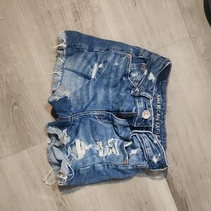 American Eagle Outfitters Blue Frayed Denim Shorts